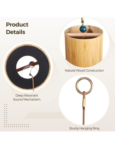 Campana de Viento de Madera OMISTAR 40 cm para Meditación