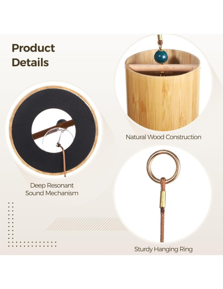 Campana de Viento de Madera OMISTAR 40 cm para Meditación