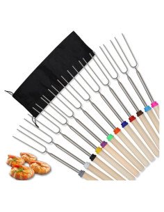 12 Palos Extensibles para Asar Malvaviscos BetterJonny 28-81cm