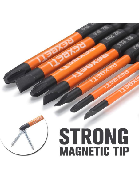 Juego de 12 Puntas Destornillador REXBETI S2 Hexagonal 7.62 cm