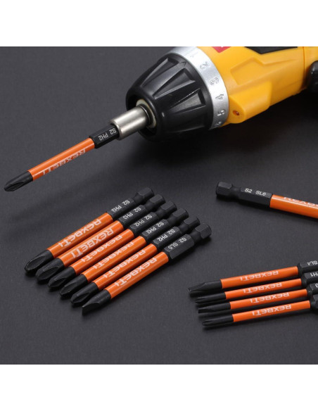 Juego de 12 Puntas Destornillador REXBETI S2 Hexagonal 7.62 cm