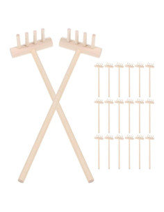 20 Mini Rastrillos de Bambú TOPPERFUN para Jardín Zen