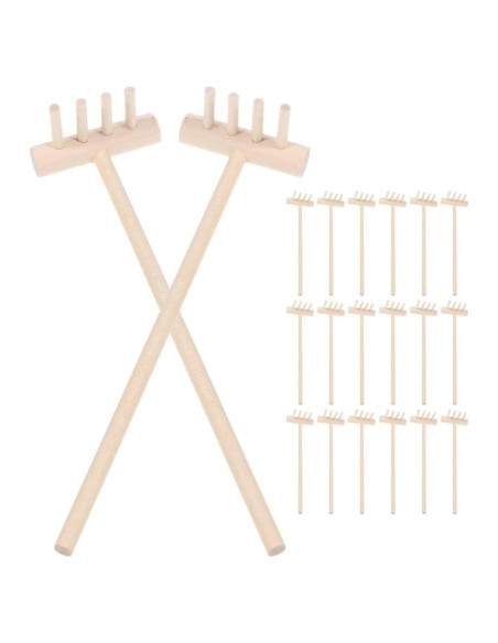 20 Mini Rastrillos de Bambú TOPPERFUN para Jardín Zen
