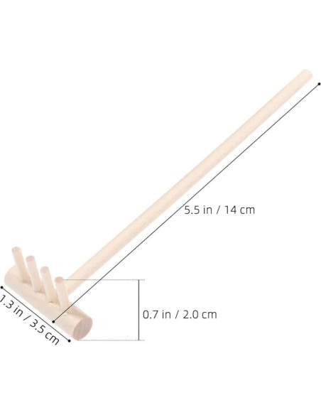 20 Mini Rastrillos de Bambú TOPPERFUN para Jardín Zen