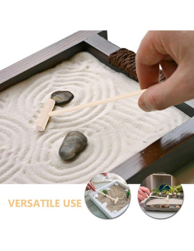 20 Mini Rastrillos de Bambú TOPPERFUN para Jardín Zen