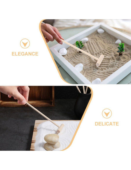 20 Mini Rastrillos de Bambú TOPPERFUN para Jardín Zen