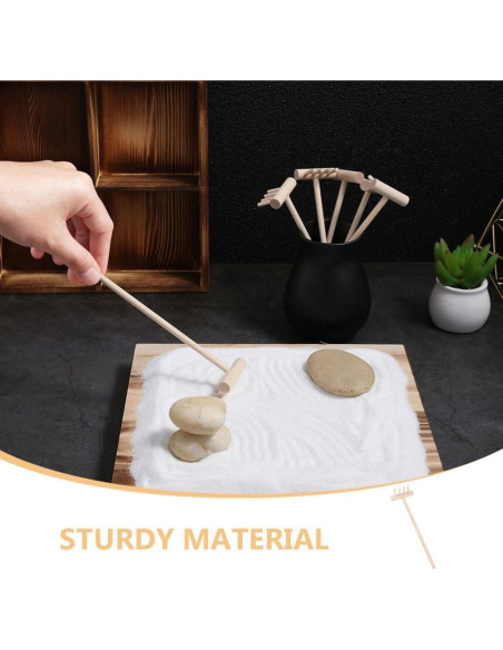 20 Mini Rastrillos de Bambú TOPPERFUN para Jardín Zen