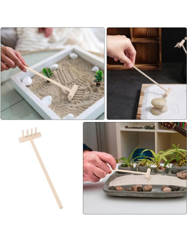 20 Mini Rastrillos de Bambú TOPPERFUN para Jardín Zen