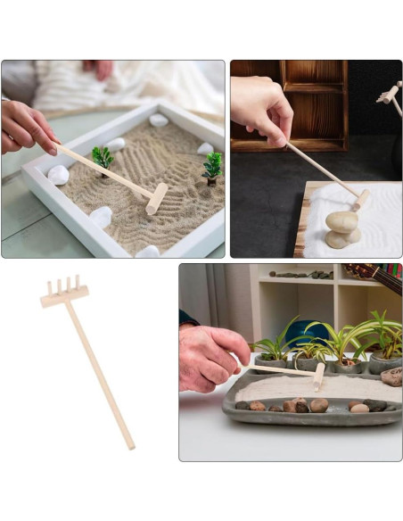 20 Mini Rastrillos de Bambú TOPPERFUN para Jardín Zen