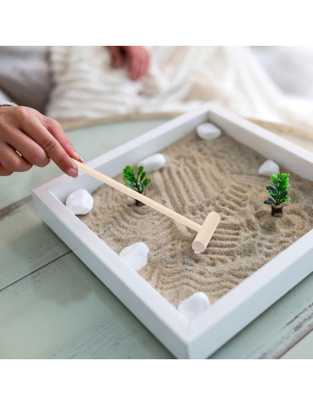 20 Mini Rastrillos de Bambú TOPPERFUN para Jardín Zen