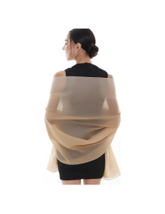 Chal de Gasa RIIQIICHY para Mujeres 90x180 cm Color Champán