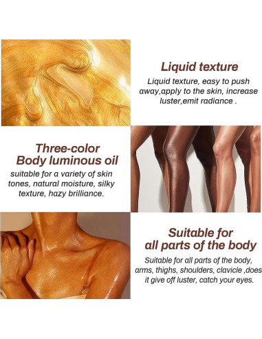 Aceite Brillante Corporal MEICOLY 104.87ml Amarillo Dorado