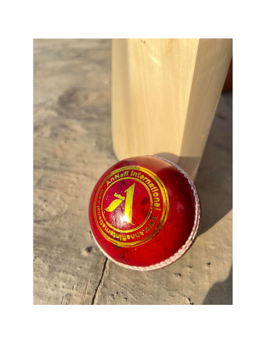 Pelota de Cricket AnNafi de Cuero Rojo Cosida a Mano - Senior