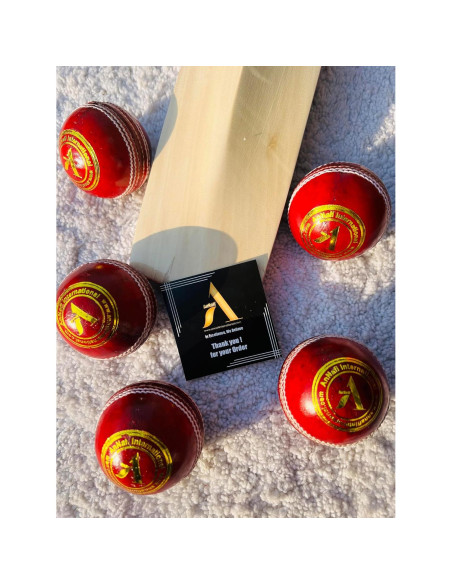 Pelota de Cricket AnNafi de Cuero Rojo Cosida a Mano - Senior
