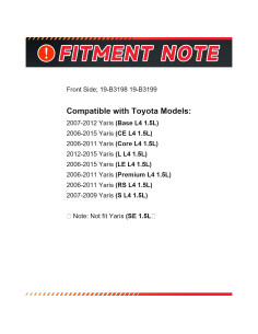 Calipers de Freno Delantero GAIASURGE para Toyota Yaris 2007-2018 2