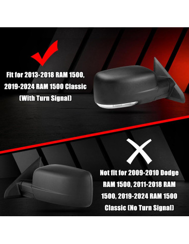 Cubiertas de Espejo Lateral Sportuli para Dodge Ram 1500 2009-2024