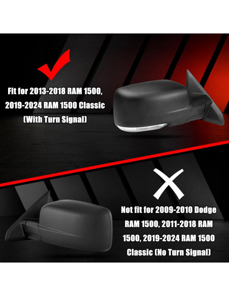 Cubiertas de Espejo Lateral Sportuli para Dodge Ram 1500 2009-2024