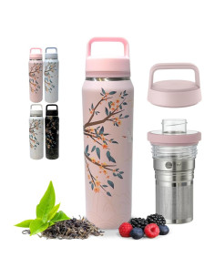 Botella Infusora de Té Rosa Farasi 710 ml Acero Inoxidable