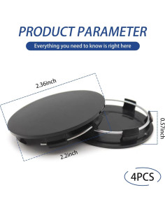 Cubiertas Centrales de Eje de Rueda Flygun 4 PCS 60MM Negro 2