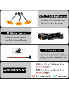 Luces de Rejilla LED AUXLIGHT Ámbar 3PCS para F150 y RAM 1500 2
