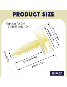 50 Clips de Retención de Panel de Recorte Icyhaws 8mm Nylon 2