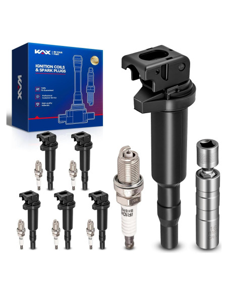 KAX Bobinas de Encendido UF592 y Bujías Iridio para BMW