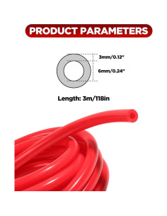 Manguera de Vacío de Silicona AOCISKA 3m 6mm Rojo Alta Presión 2