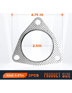 Junta de Flange de Escape SOMUCH 2.5" Reforzada 2 Piezas 2