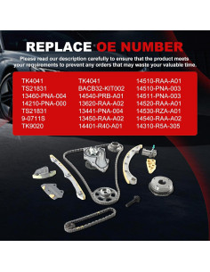 Kit de cadena de distribución Autodevil para Accord 2008-2012 2.4L 2