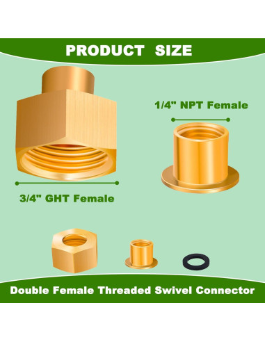 Adaptador de latón 4-Pack 1/4" NPT a 3/4" GHT Evangenial