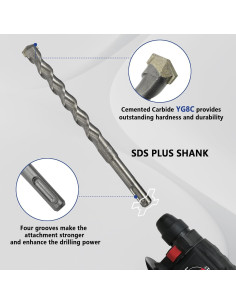 Juego de 17 Brocas y Cinceles GMTOOLS SDS Plus para Concreto 2