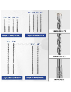 Juego de Brocas y Cinceles WORKPRO 17 Piezas SDS-Plus 2