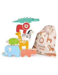 Juguete de Apilamiento de Madera Mentari - Safari 7 Piezas