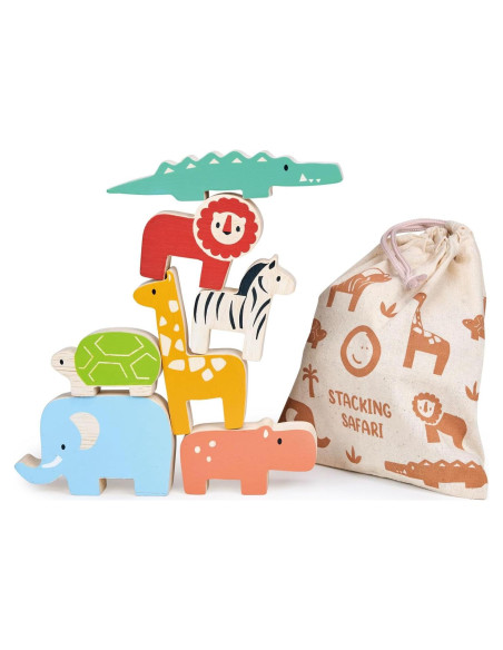 Juguete de Apilamiento de Madera Mentari - Safari 7 Piezas