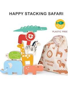Juguete de Apilamiento de Madera Mentari - Safari 7 Piezas 2