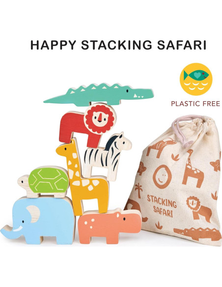 Juguete de Apilamiento de Madera Mentari - Safari 7 Piezas