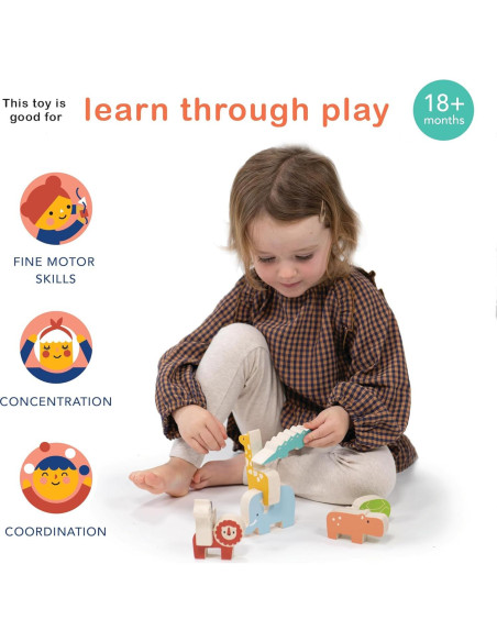 Juguete de Apilamiento de Madera Mentari - Safari 7 Piezas