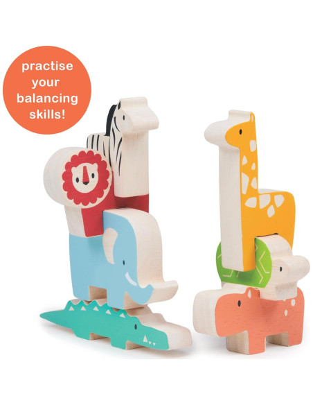 Juguete de Apilamiento de Madera Mentari - Safari 7 Piezas