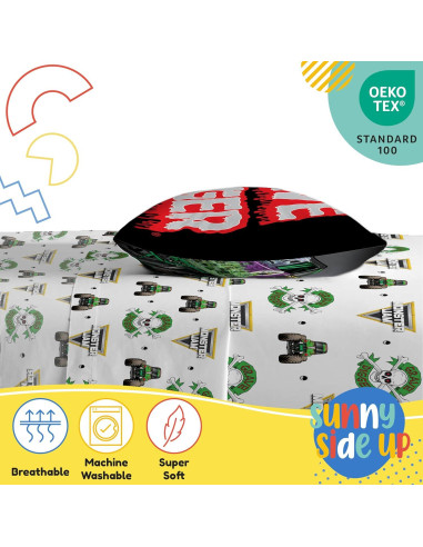 Conjunto de Sábanas Twin Sunny Side Up Monster Jam 3 Piezas