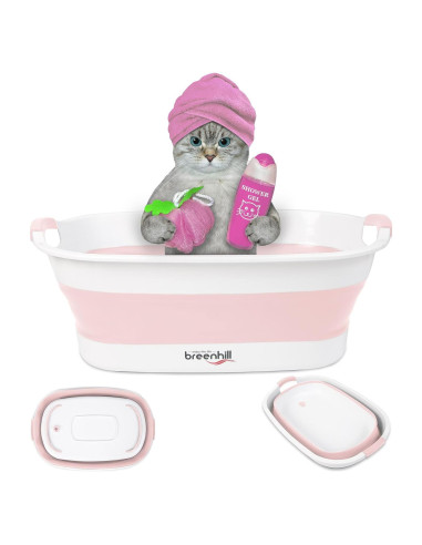 Bañera Plegable para Mascotas BREENHILL Rosa 23L