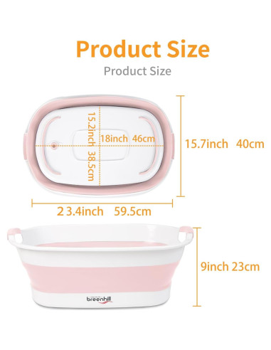 Bañera Plegable para Mascotas BREENHILL Rosa 23L