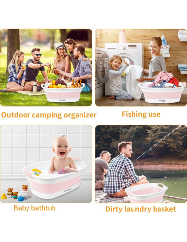 Bañera Plegable para Mascotas BREENHILL Rosa 23L