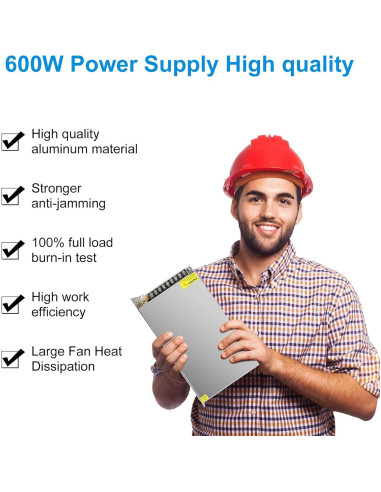 Fuente de Alimentación LED inShareplus 24V 25A 600W AC 100-240V