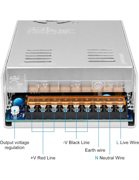 Fuente de Alimentación LED inShareplus 24V 25A 600W AC 100-240V