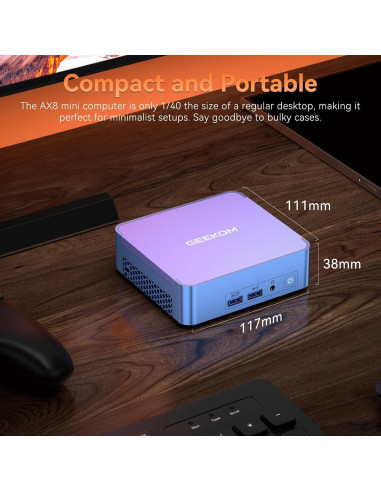 Mini PC GEEKOM AX7 Pro, Ryzen 9, 32GB RAM, 2TB SSD