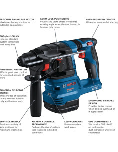 Martillo Rotativo Bosch GBH18V-22N 18V 2,31 kg SDS-plus 2