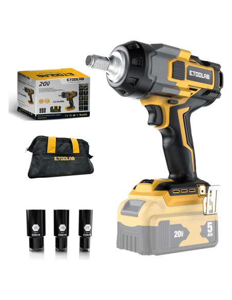 Llave de impacto 1/2" Etoolab 20V 750 pies-libras LED Amarillo