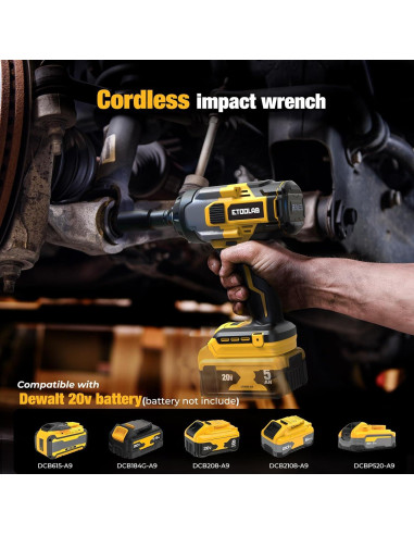 Llave de impacto 1/2" Etoolab 20V 750 pies-libras LED Amarillo