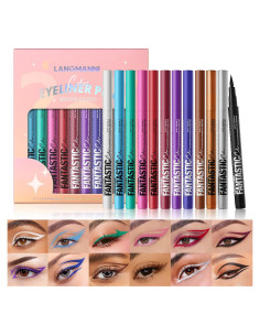 Set de Delineadores Líquidos Mate Langmanni 12 Colores Neón