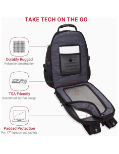 Mochila para Laptop SwissGear 1900 ScanSmart 17" Negra - RFID 2